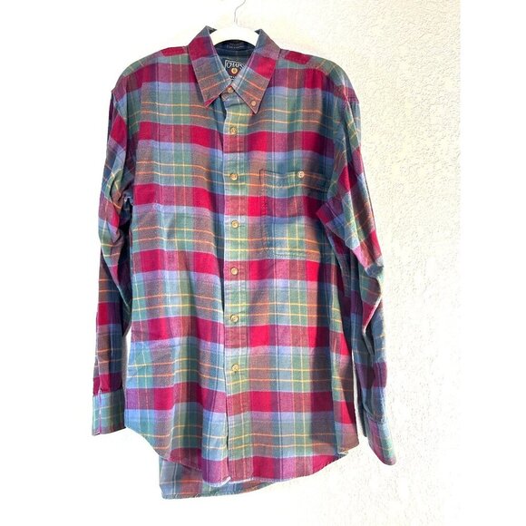 Chaps Ralph Lauren Shirt Mens Size M Multi Plaid Flannel Long Sleeves Flaw Missi - Picture 1 of 7